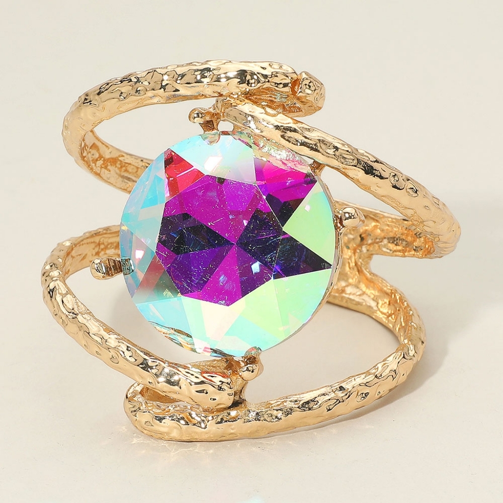 Abalone Wide Crystal Round Glass Stone Cuff Hinged Bracelet Statement Jewelry